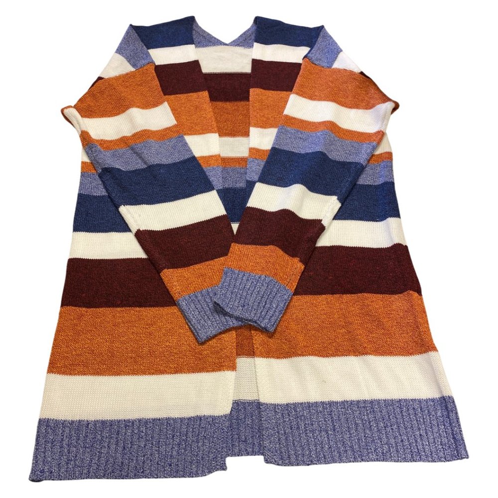 Women's Rainbow Colorblock Open Front Knitwear Oversized Comfy Cardigan Sweater